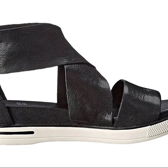 EILEEN FISHER Black tumbled leather sport platform sandals Size 6.5 - Picture 9 of 9